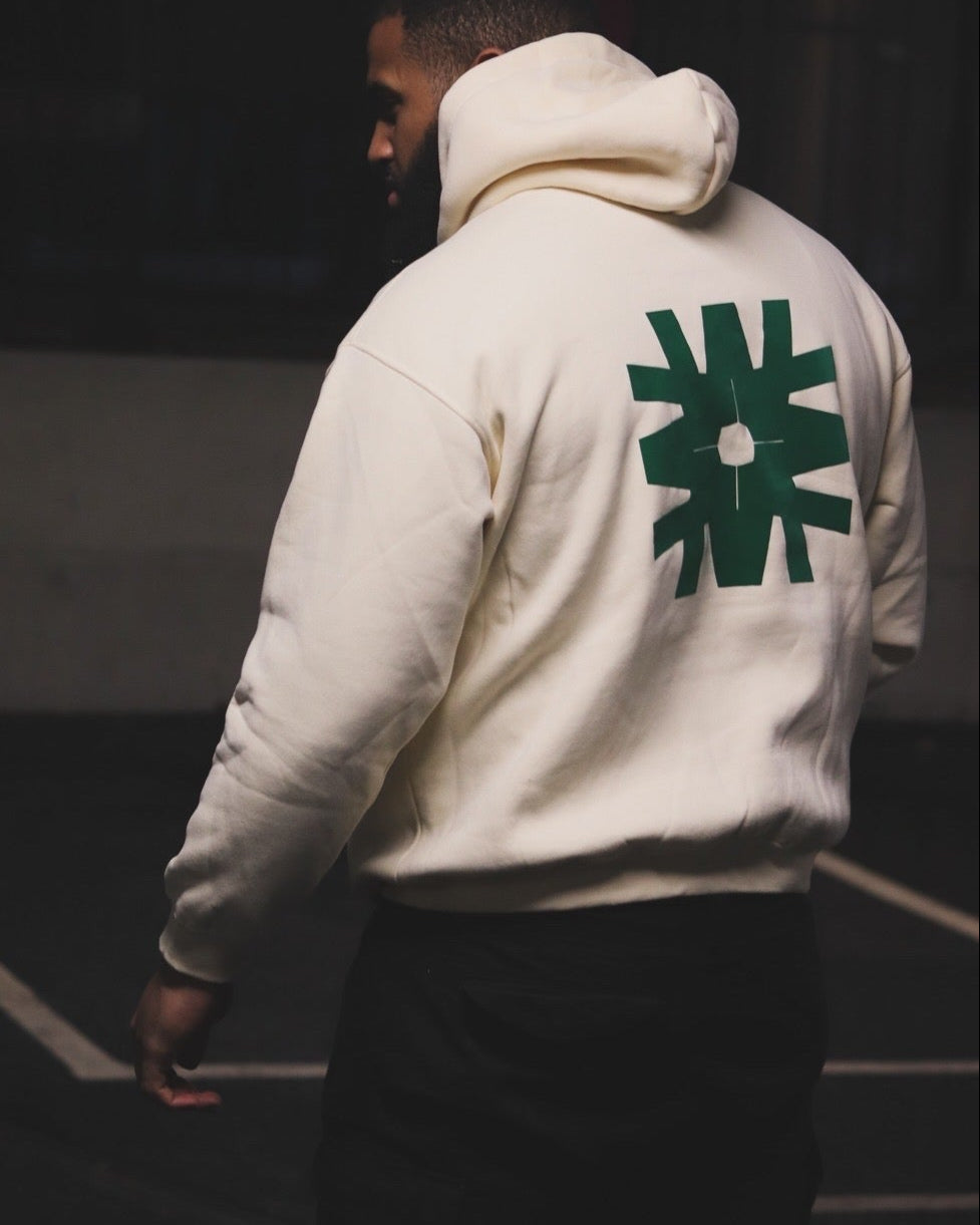 STAPLE HOODIE - CREAM AND EMERALD