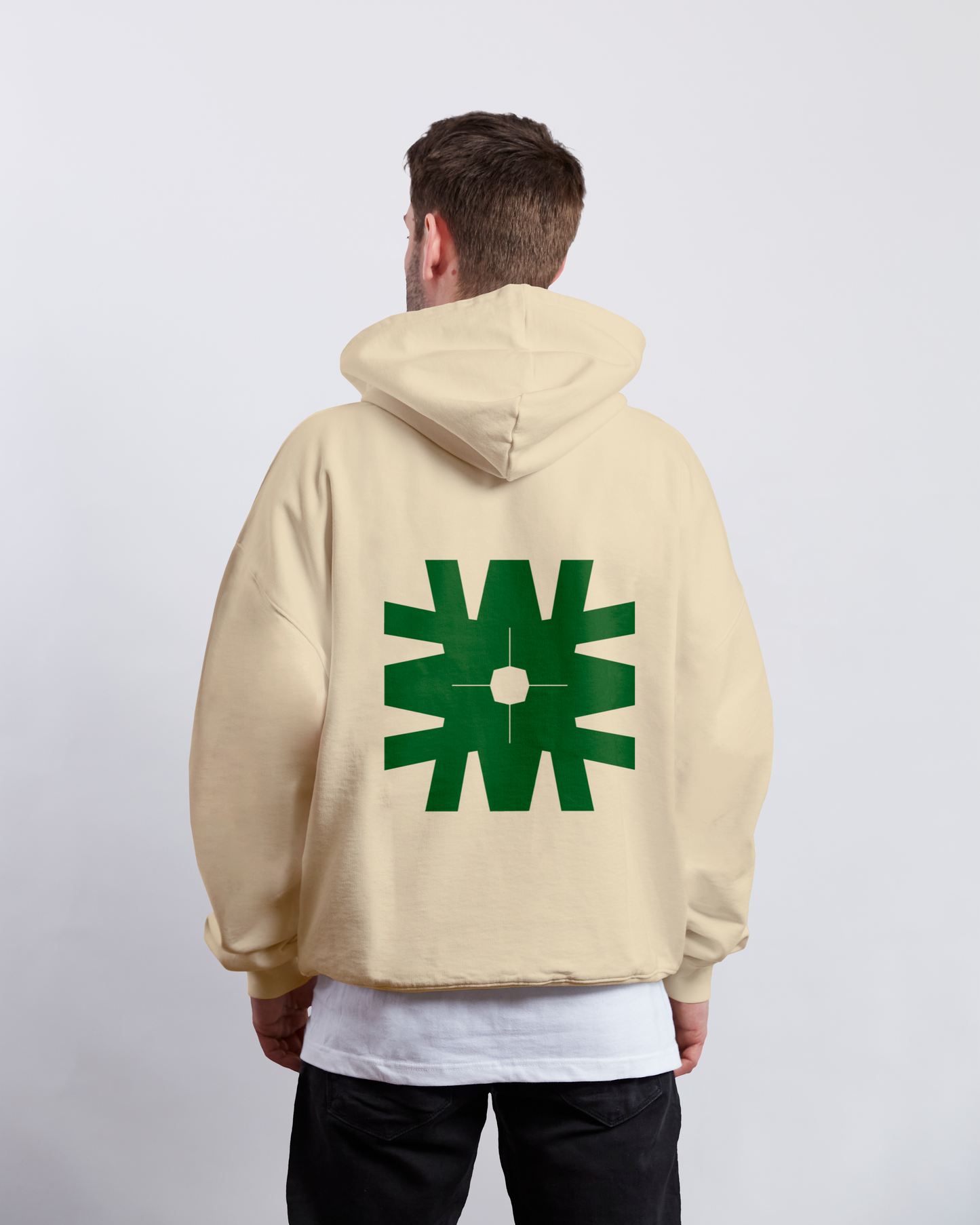 STAPLE HOODIE - CREAM AND EMERALD