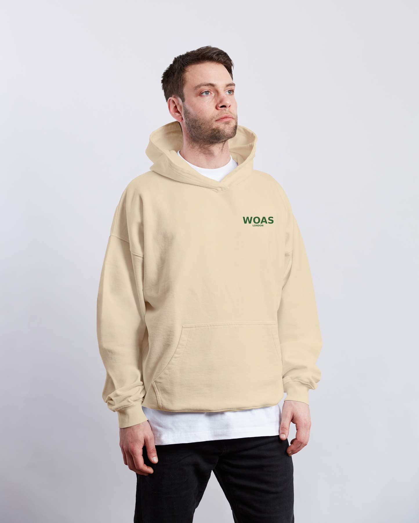 STAPLE HOODIE - CREAM AND EMERALD